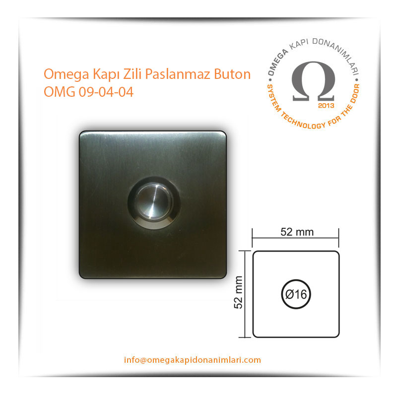 Omega Kapı Zili Paslanmaz Buton OMG 09-04-04