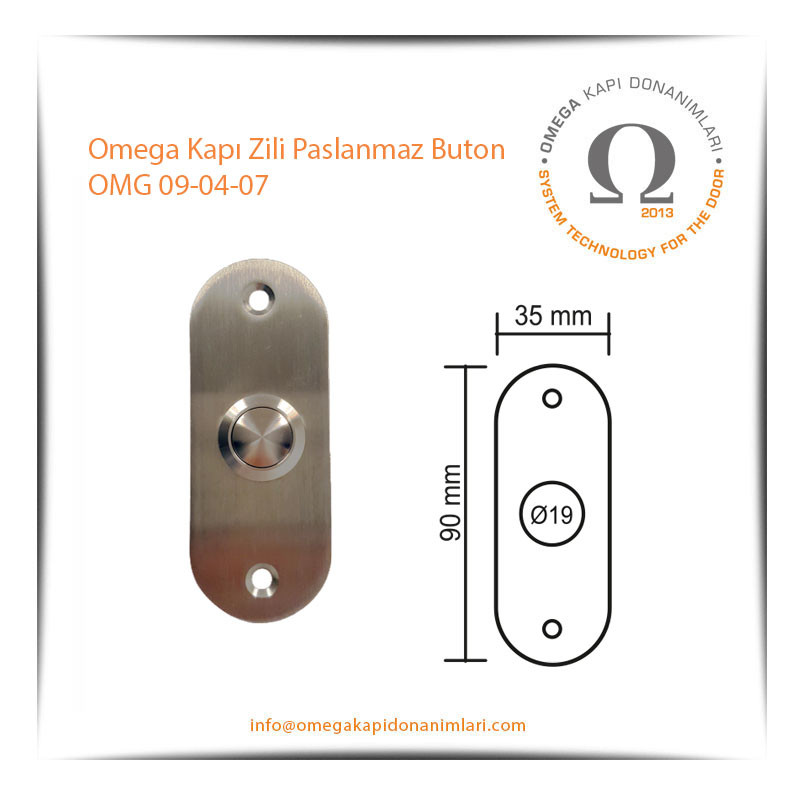 Omega Kapı Zili Paslanmaz Buton OMG 09-04-07