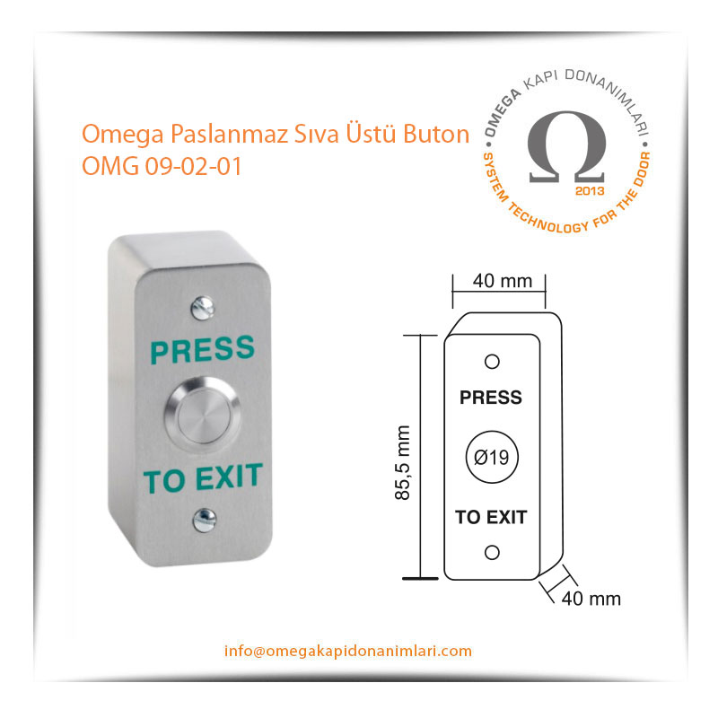 Omega Paslanmaz Sıva Üstü Buton OMG 09-02-01