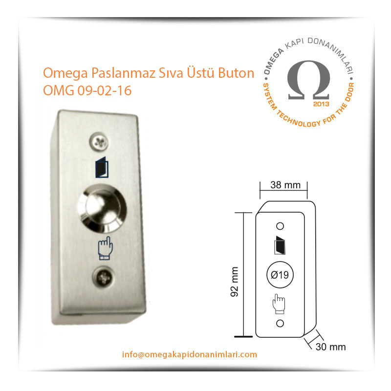 Omega Paslanmaz Sıva Üstü Buton OMG 09-02-16