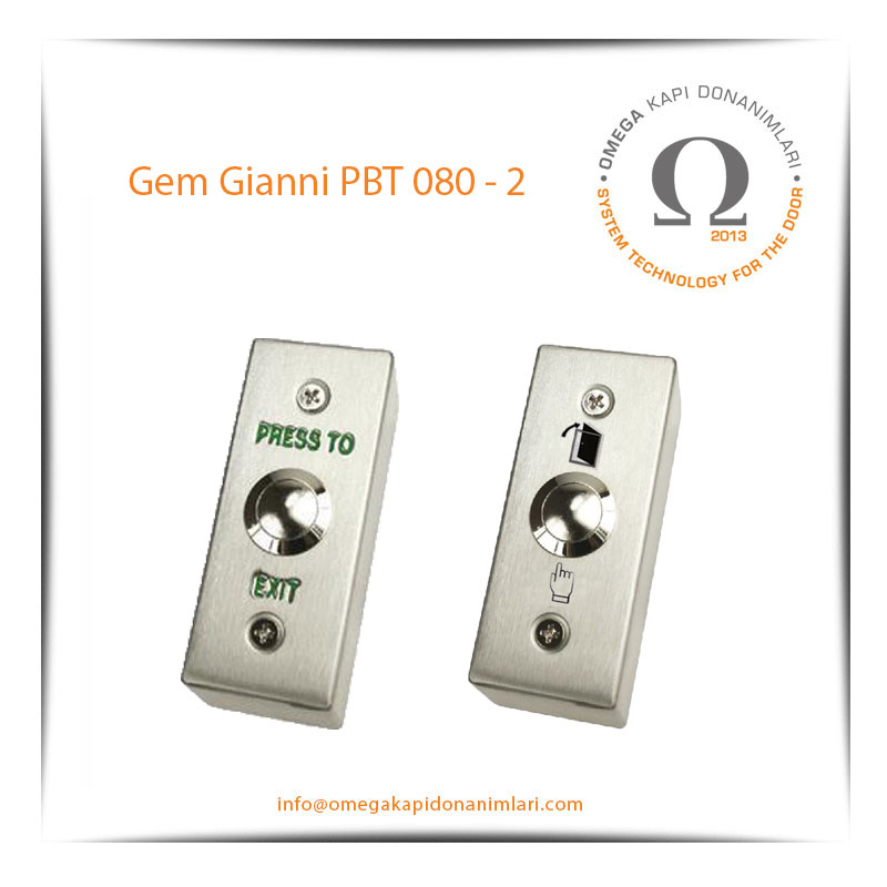 Gem Gianni PBT 080 2 Paslanmaz Çıkış Butonu Yüzey Tip