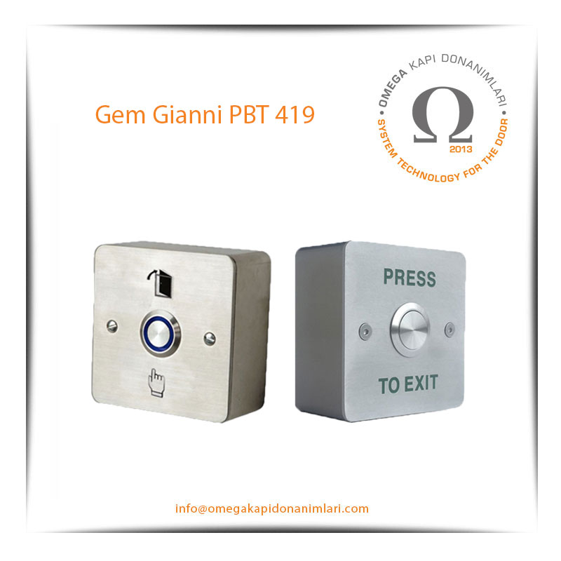 Gem Gianni PBT 419 Paslanmaz Çıkış Butonu Yüzey Tip