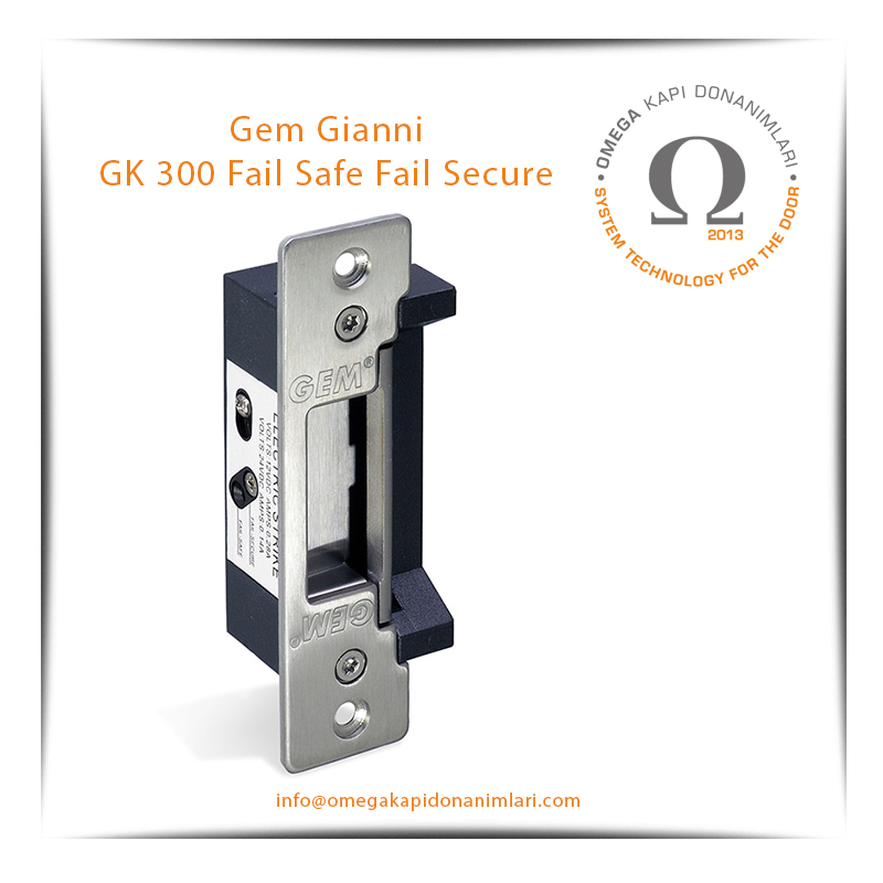 Gem Gianni GK 300 Fail Safe Fail Secure Elektrikli Kilit Karşılığı Bas Aç